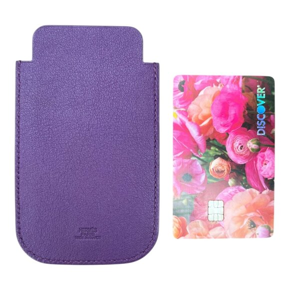 Hermes Swift Chevre Calfskin Leather Violette Credit Card Drivers License Wallet - Picture 2 of 9